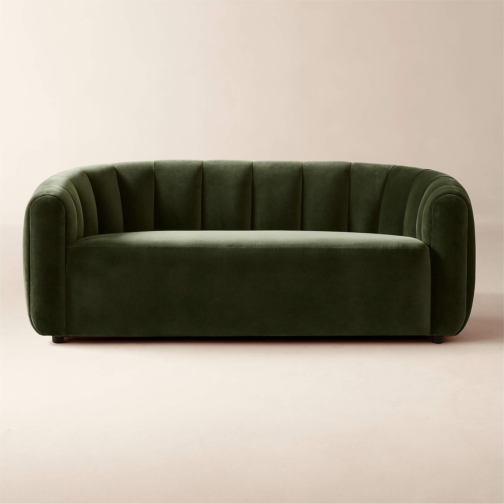 Fitz Channeled Green Velvet Loveseat