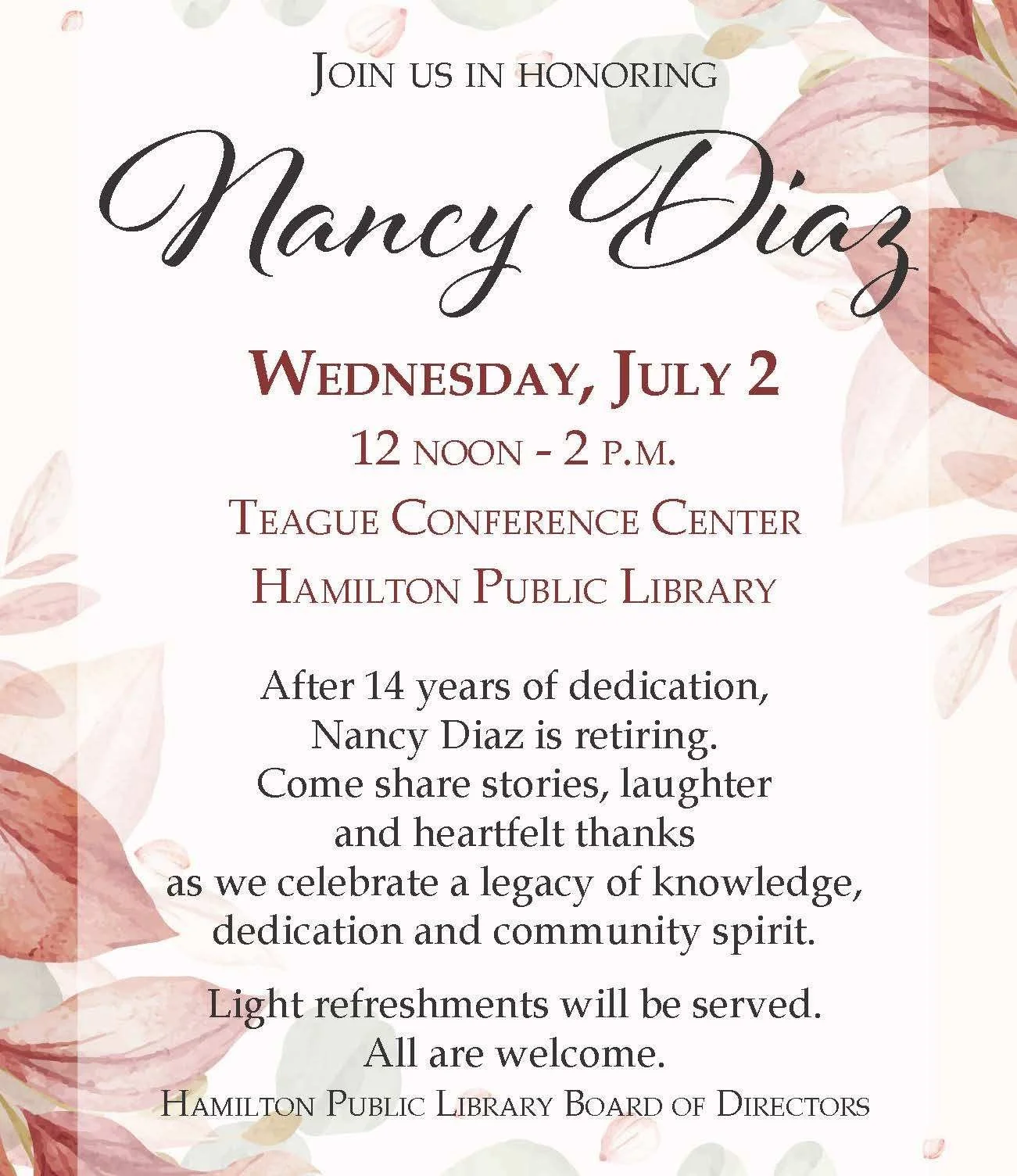 Honor Nancy Diaz's Retirement