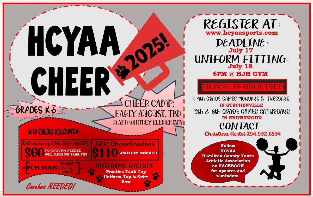 Registration Deadline for HCYAA Cheerleading and Football