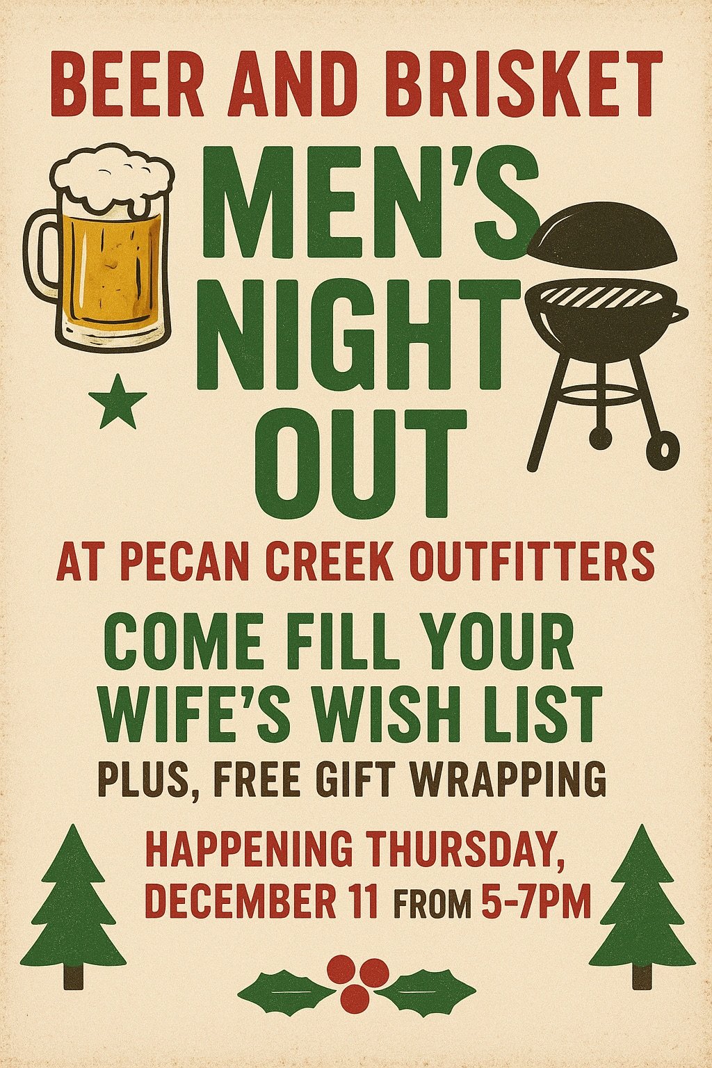 Christmas Men’s Night Out at PCO