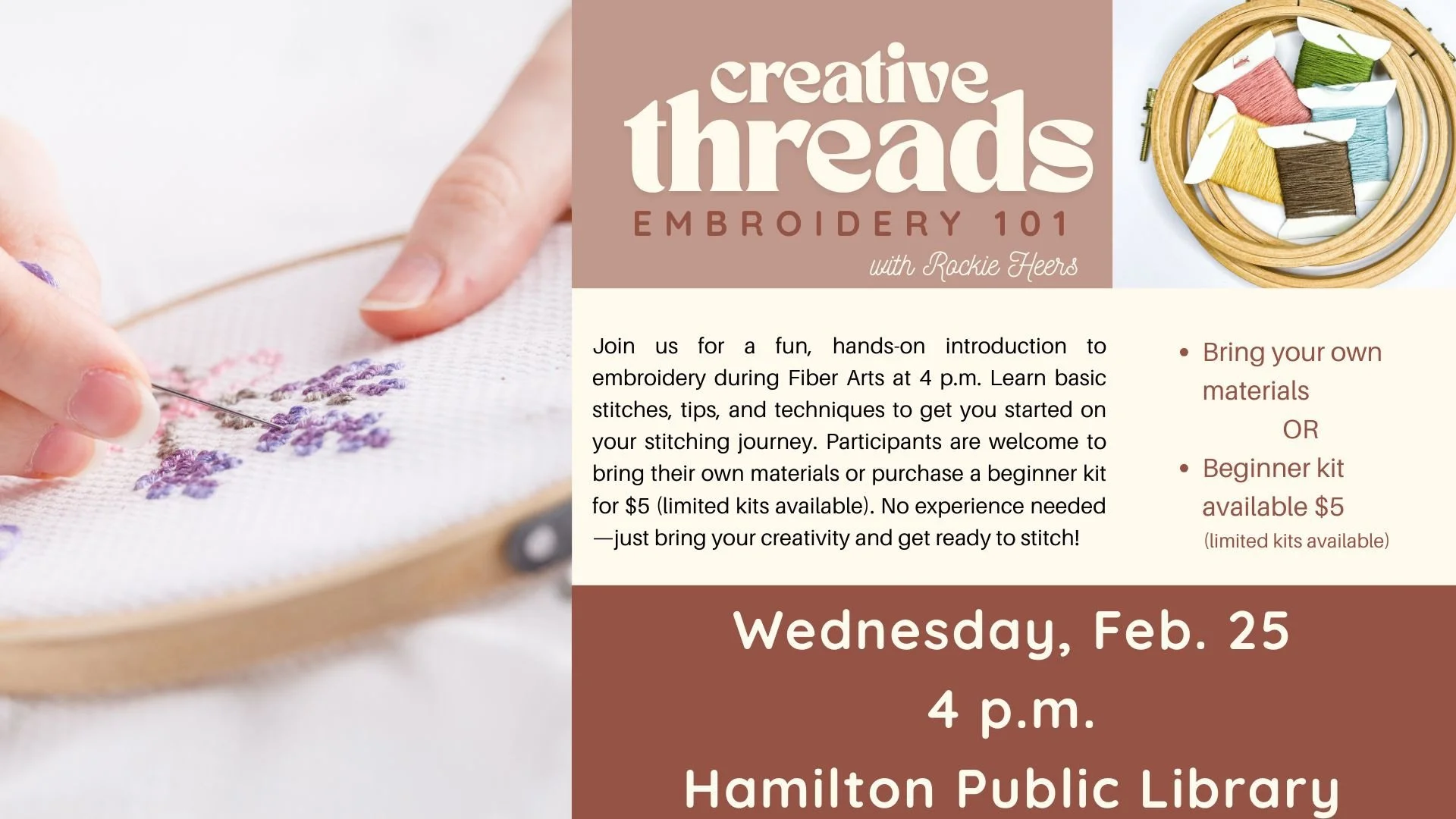 Embroidery Class at the Library