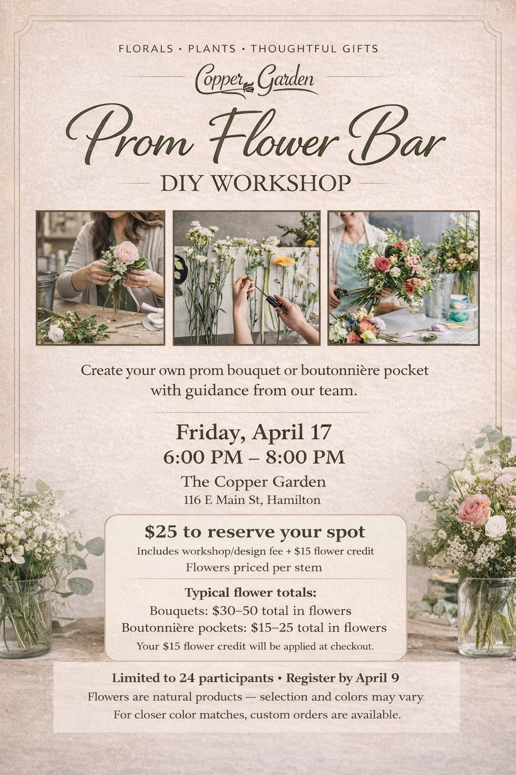 Prom Flower Bar DIY Workshop