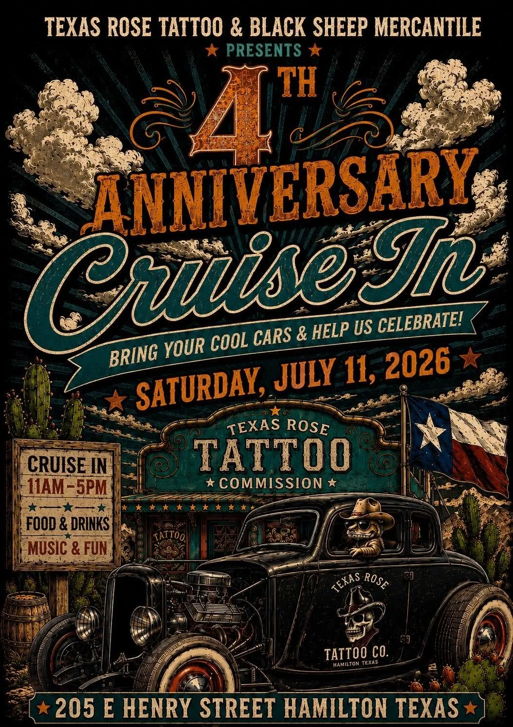 Cruise In Celebration at Texas Rose Tattoo Commission
