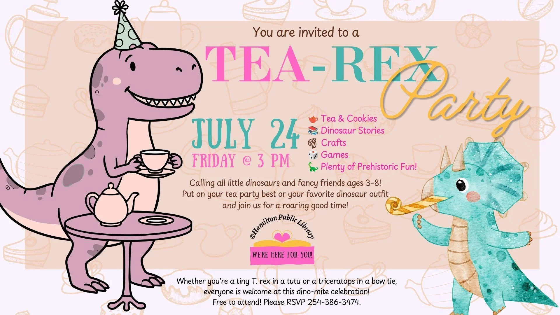 Tea-Rex Party at the Hamilton Public Library