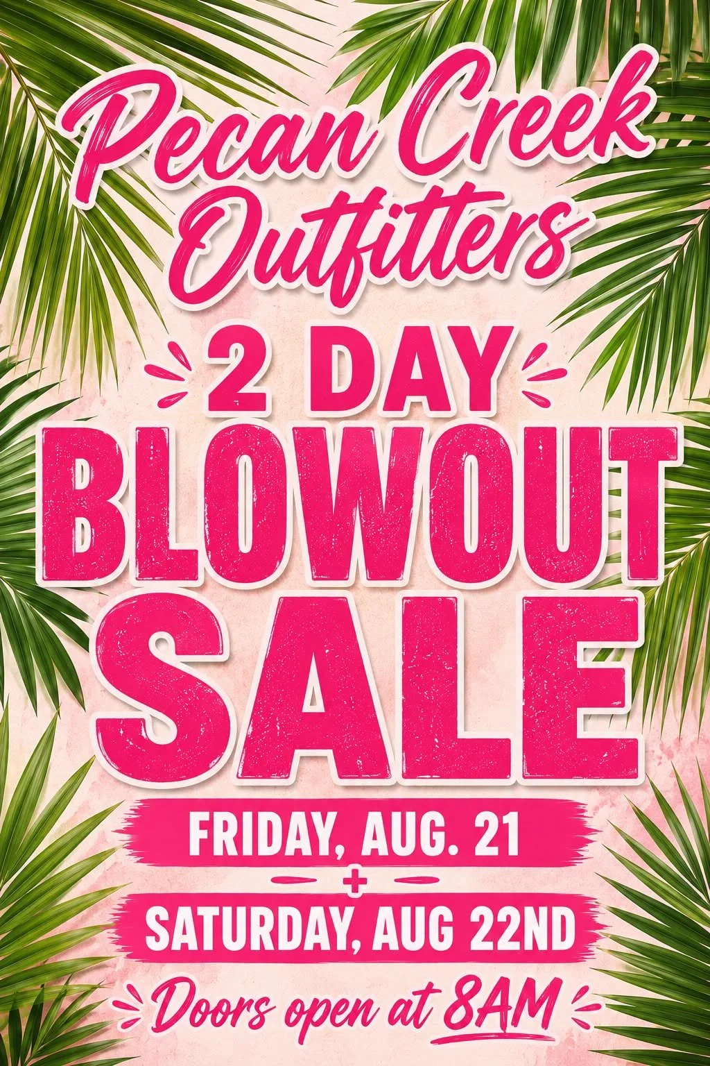 Blowout Sale at Pecan Creek Outfitters