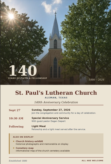 St. Paul's Lutheran Church Anniversary