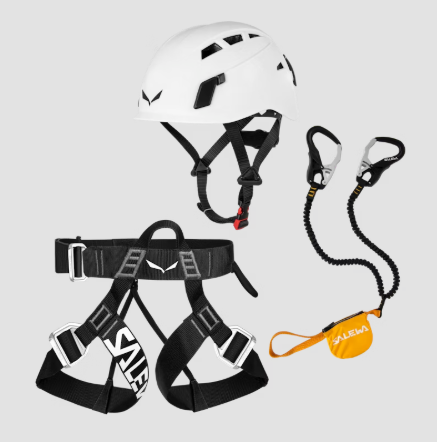 Helmet, harness and via ferrata lanyard available to rent from Dyno Outfitters in Vernal, Utah.