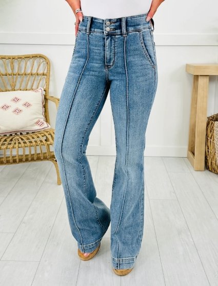 Judy Blue Striped Flare Jeans