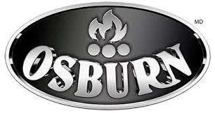 Osburn logo with flame icon and oval background