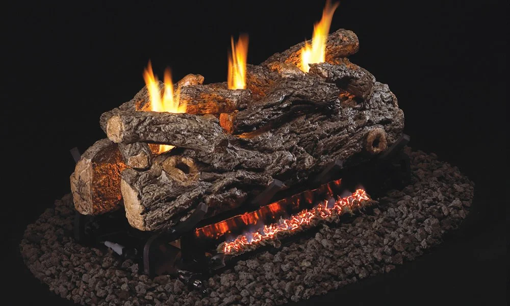 Realfyre Golden Oak Designer See Thru Ventless Gas Log Set