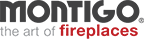 Montigo logo with tagline 'the art of fireplaces'