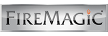 Fire Magic logo with gray background and stylized text