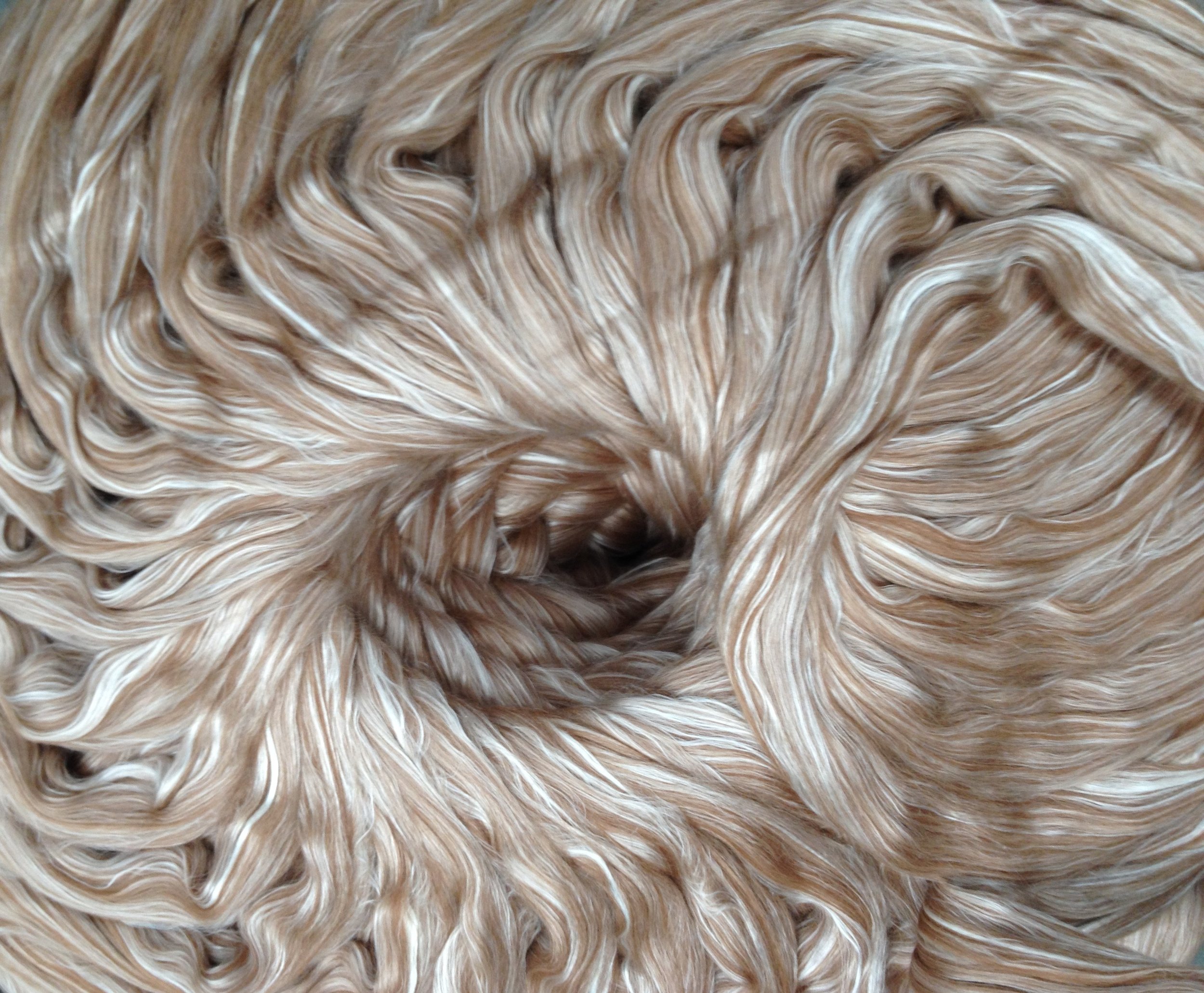 Alpaca yarn during mill processing 