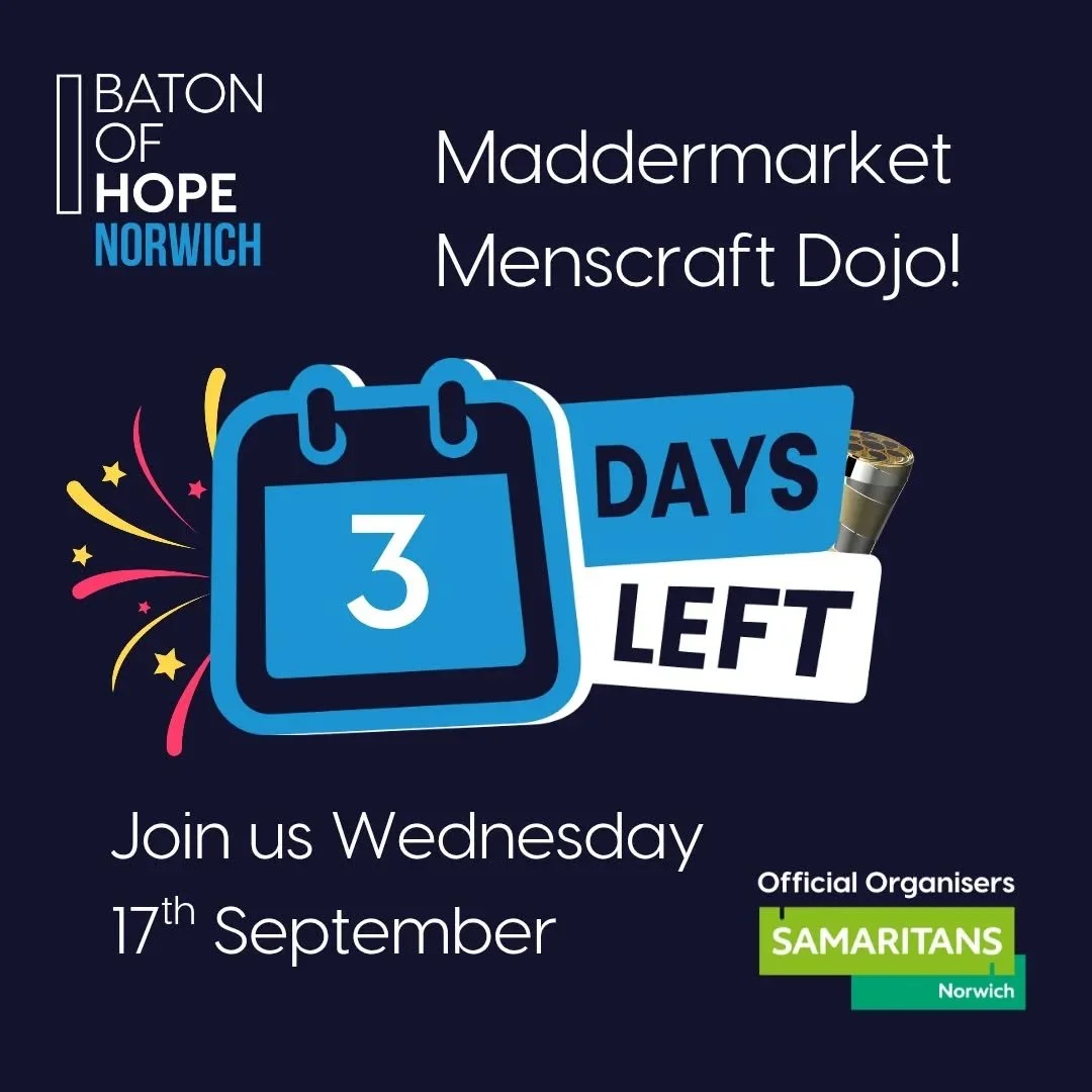 💫 Maddermarket - Menscraft Dojo 💫 

🕗 10:00 - 16:00 PM 

Highlighting Men's Mental Health, @menscraft_uk are holding an event at its headquarters next to the Maddermarket Theatre.

👉 Showcasing the impact of their suicide prevention work and the 