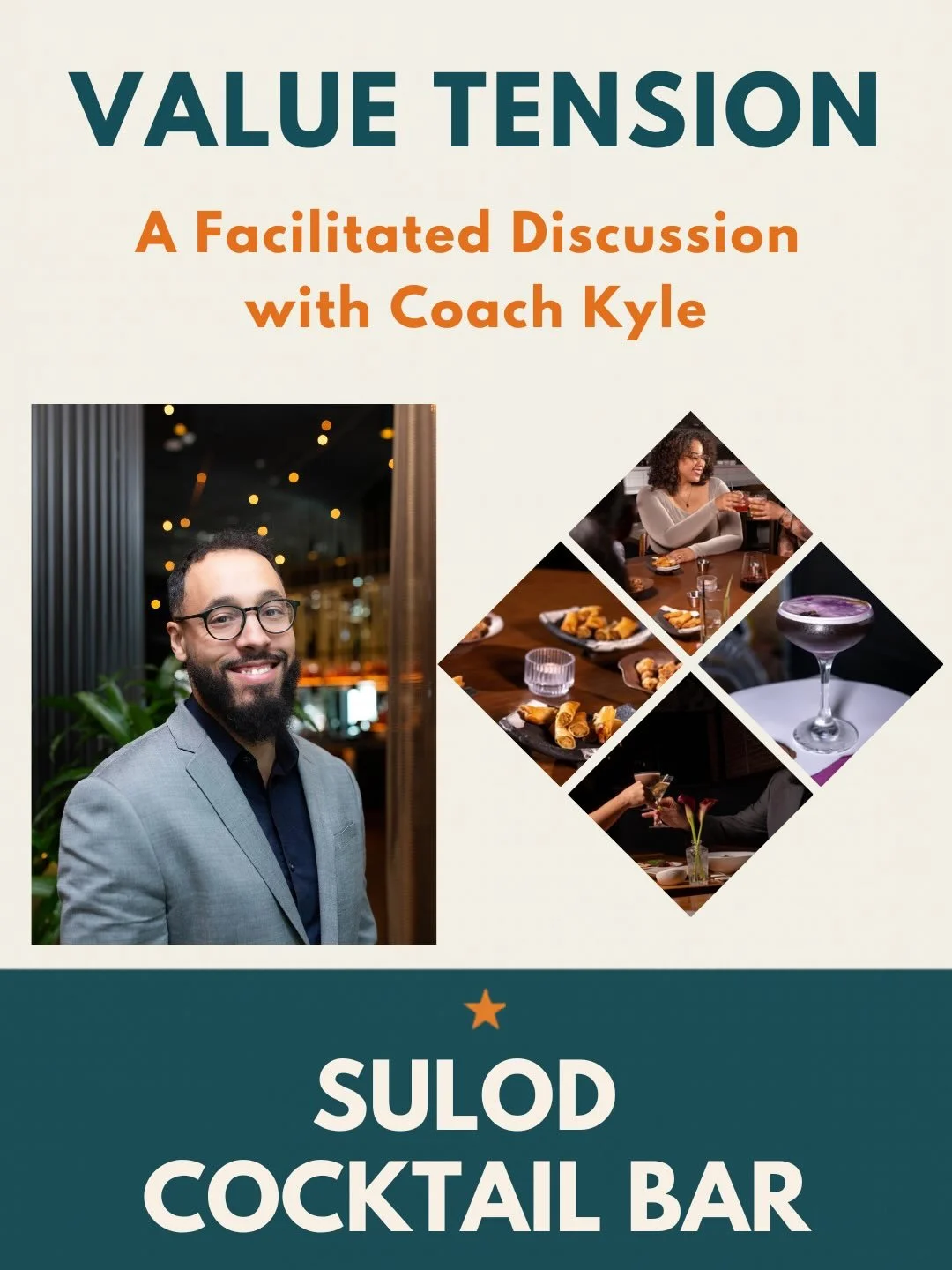 Join me at @sulodcocktailbar Thursday, April 9th at 6 pm for a facilitated discussion about values and how we make decisions when values conflict. Please plan to support this great venue with the purchase of a cocktail and entree. RSVP invite and lin