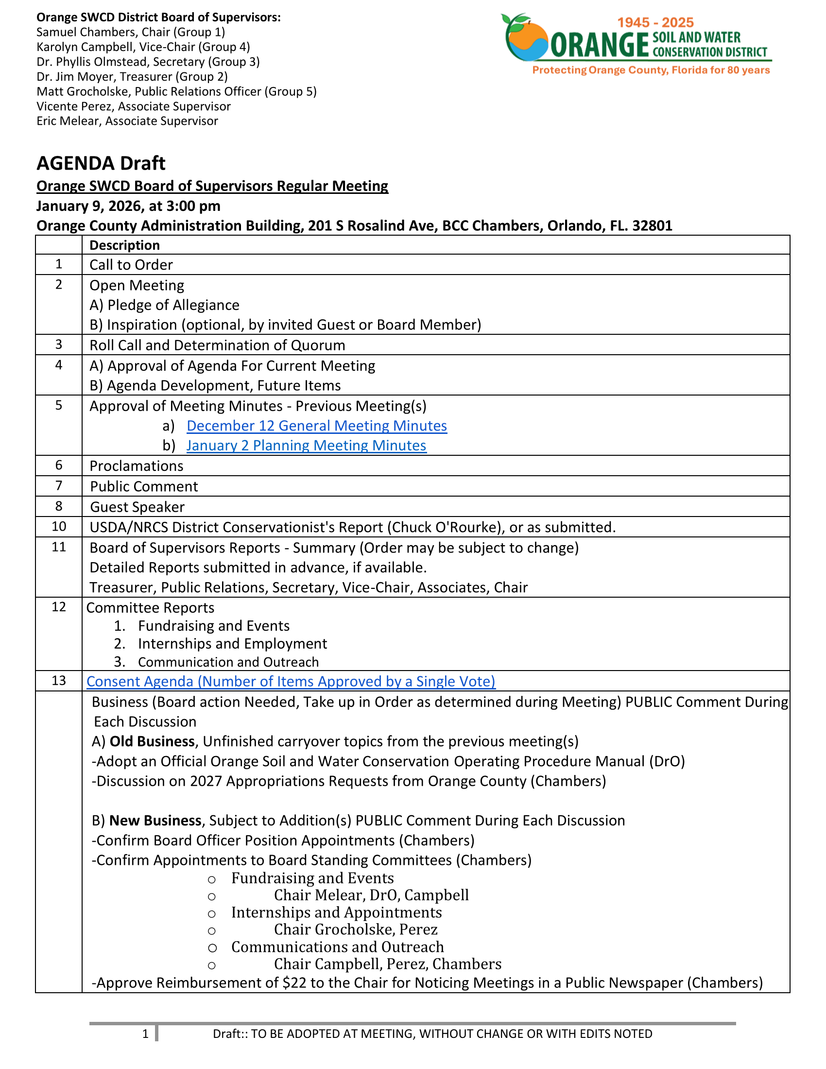 9 Jan 2026 Board Meeting