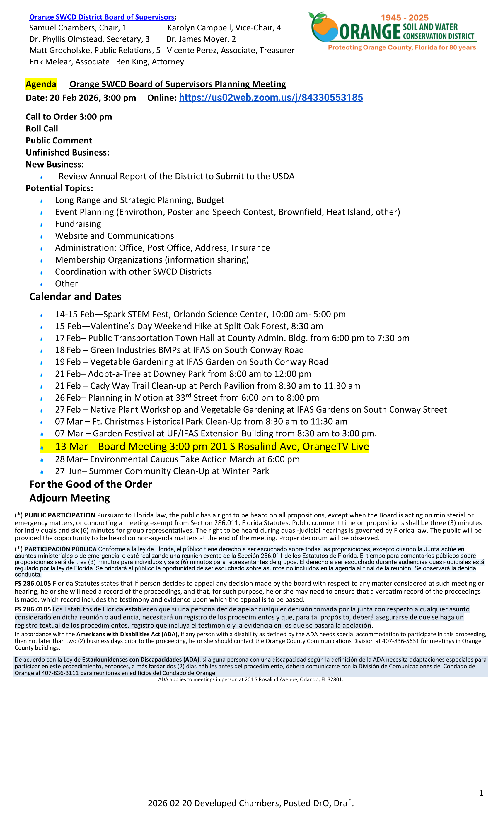 20 Feb Planning Meeting Online