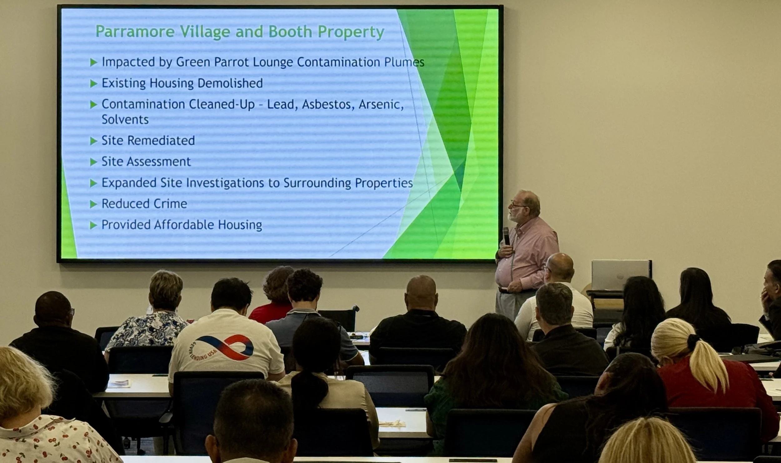 Associate Supervisor Erik Melear presenting on impactful Brownfield conversions
