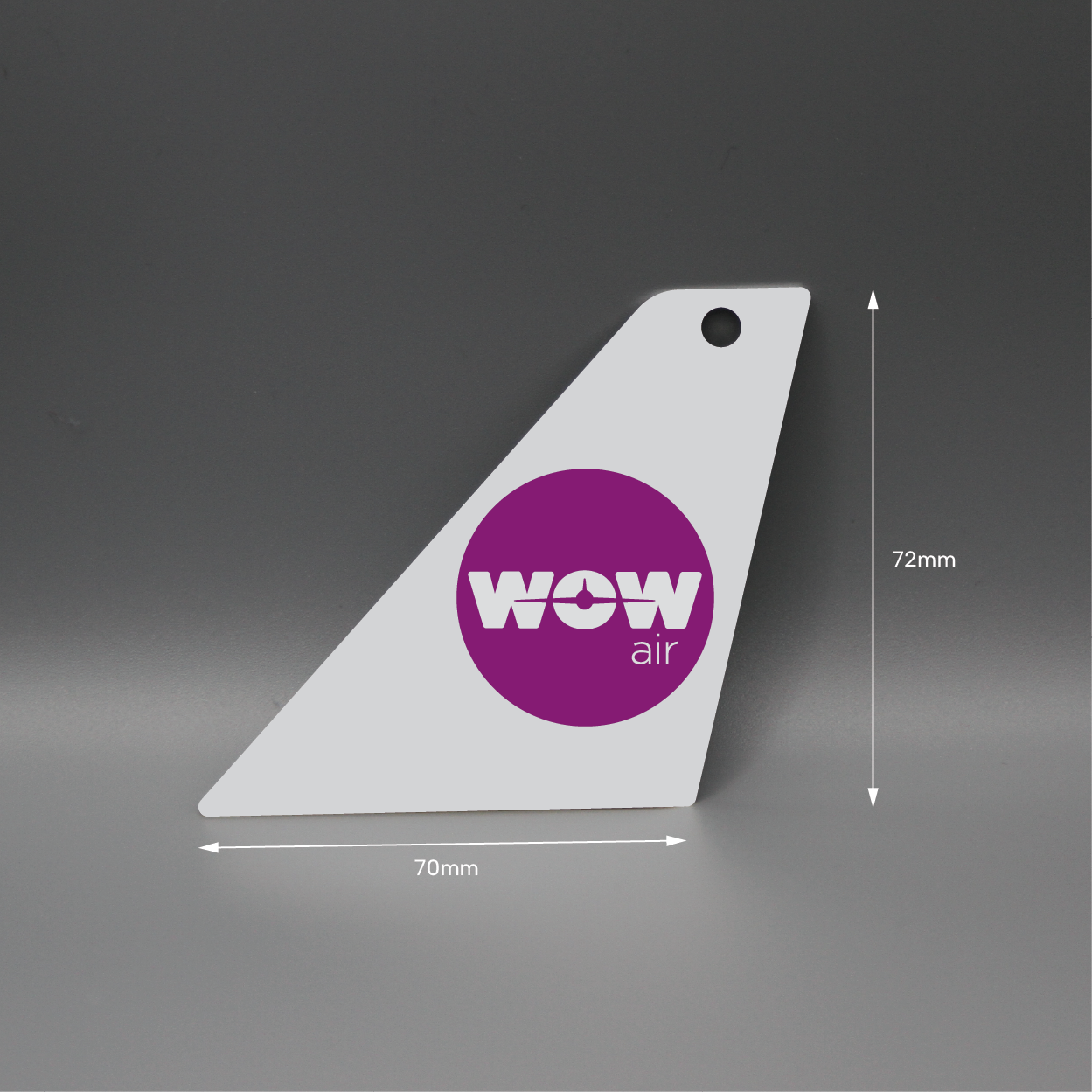 Wow Air (on white) metal tail tag