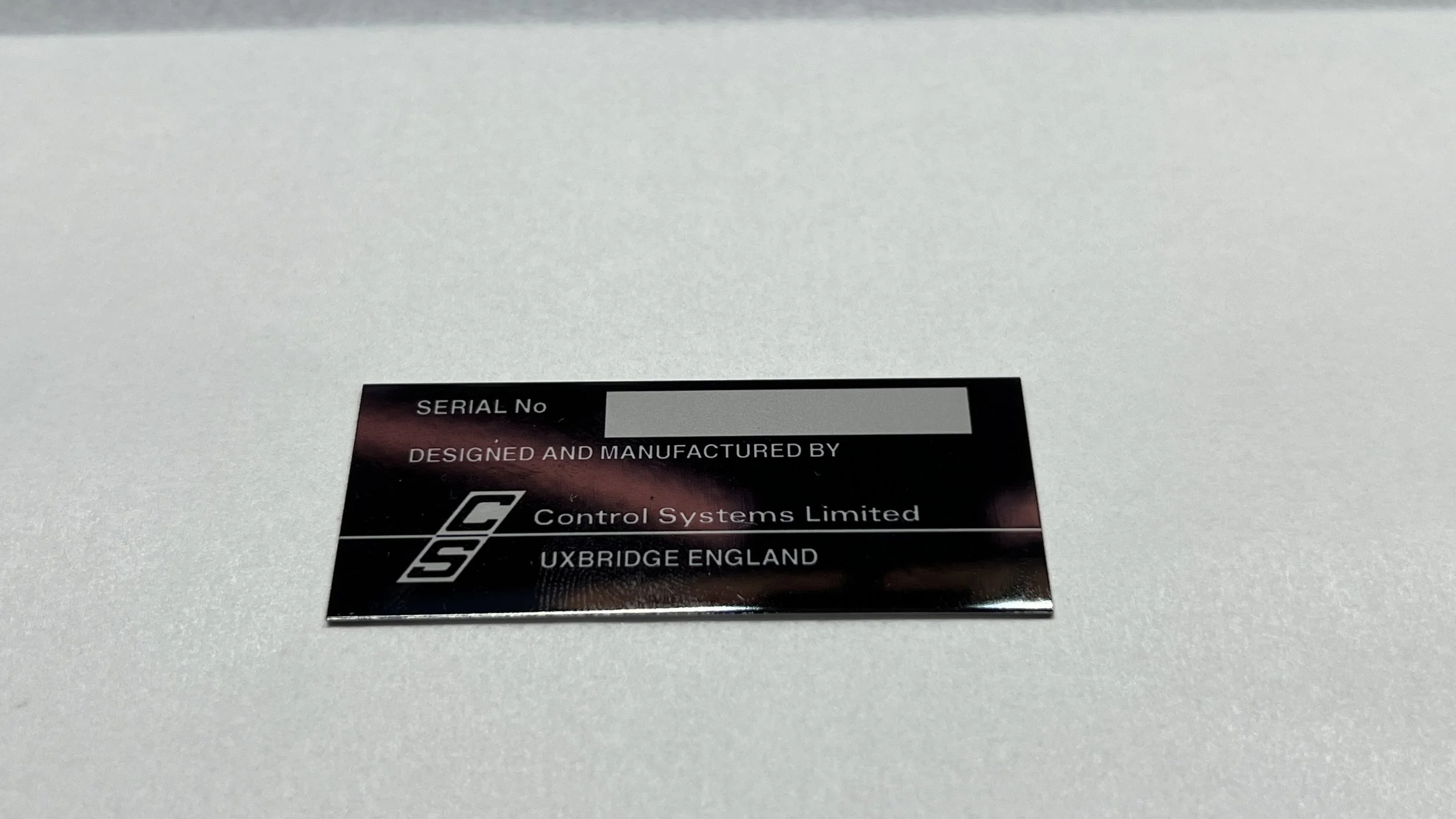 Control Systems Limited vault box manufacturers plate