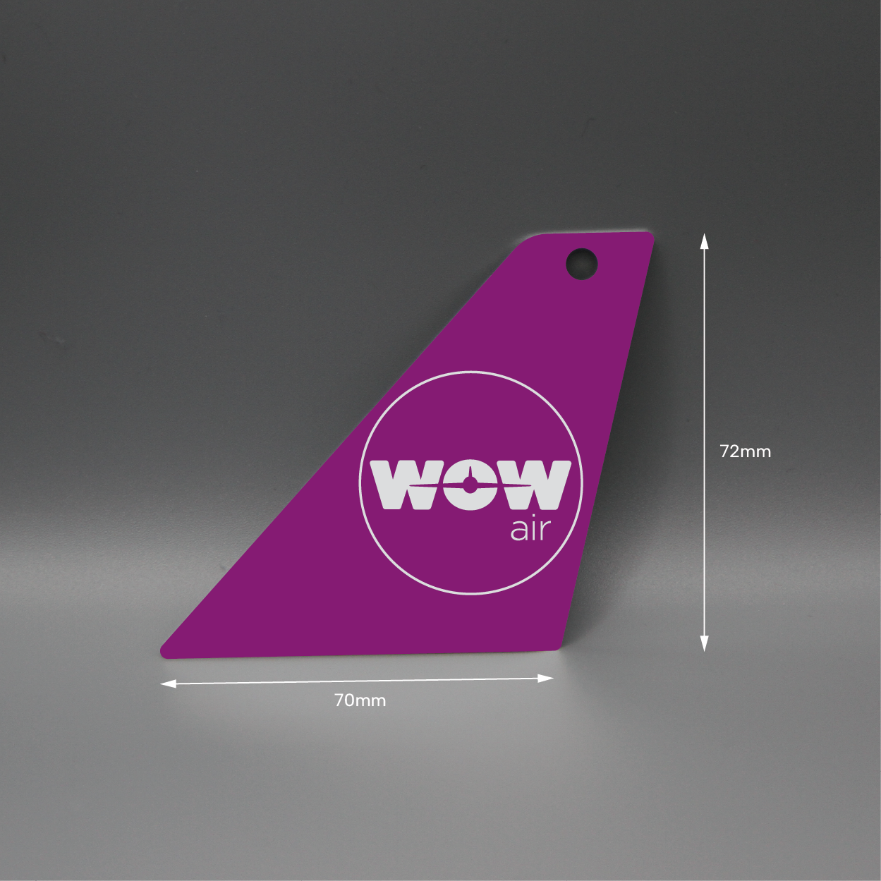 Wow Air (on purple) metal tail tag