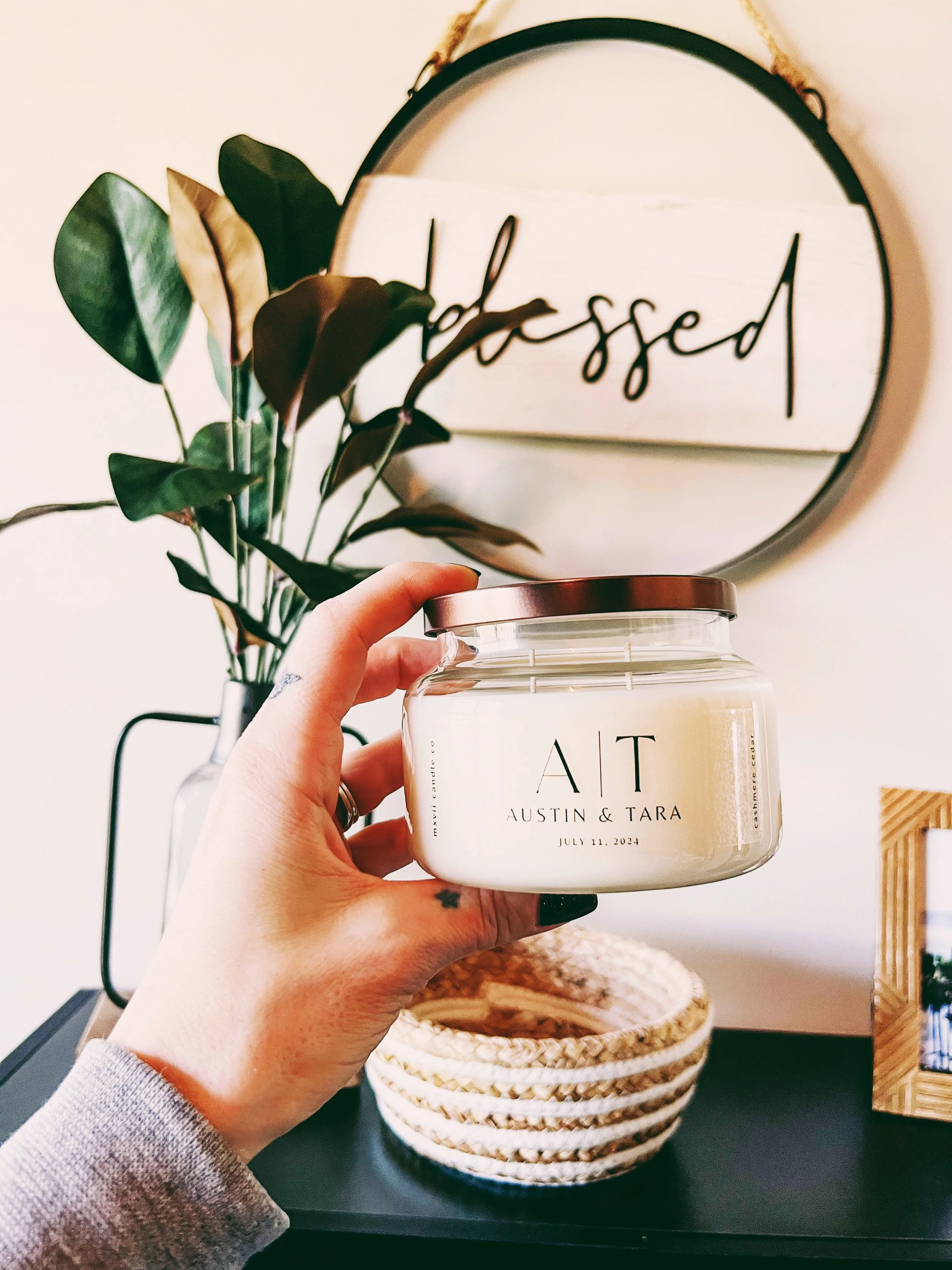 custom wedding candles with monogram
