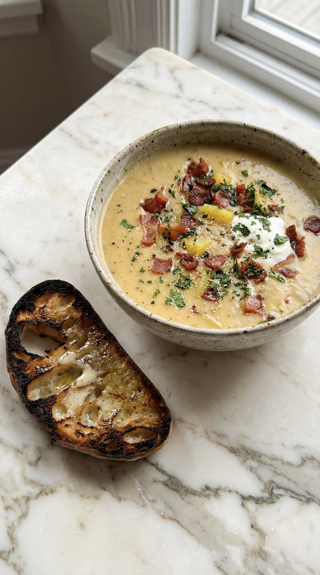 Creamy Loaded Potato Soup with Crispy Bacon