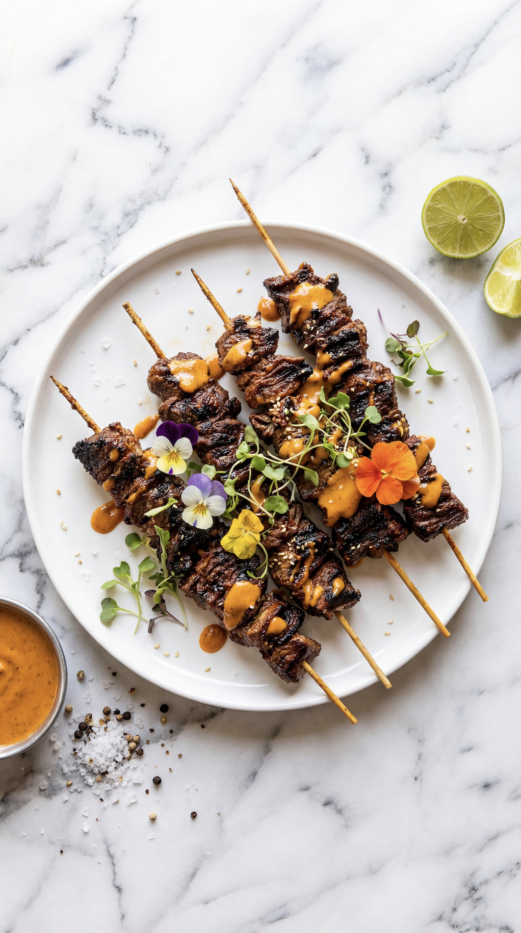 Beef Skewers with Creamy Peanut Sauce