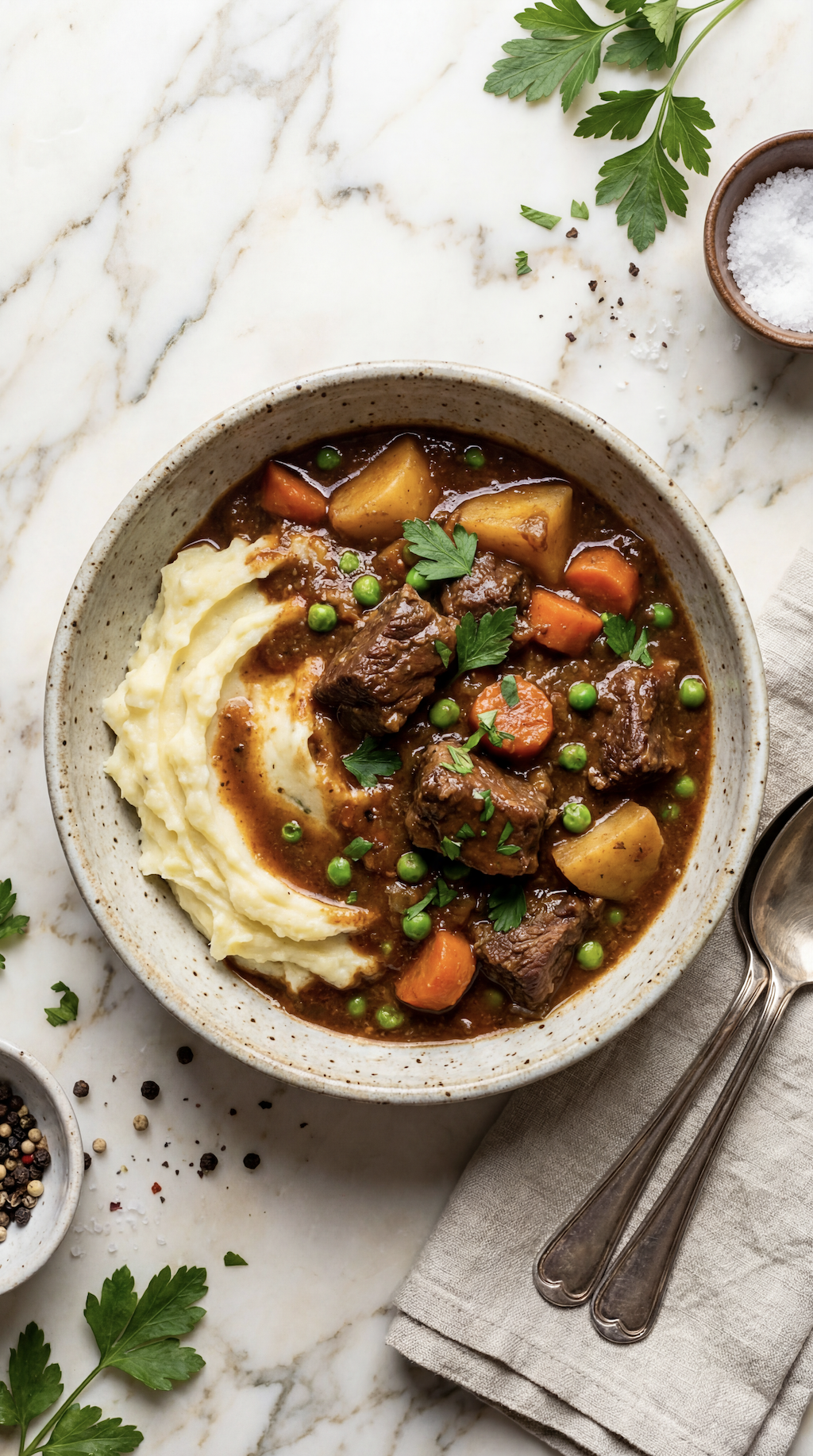 Cozy Beef Stew with Mashed Potatoes