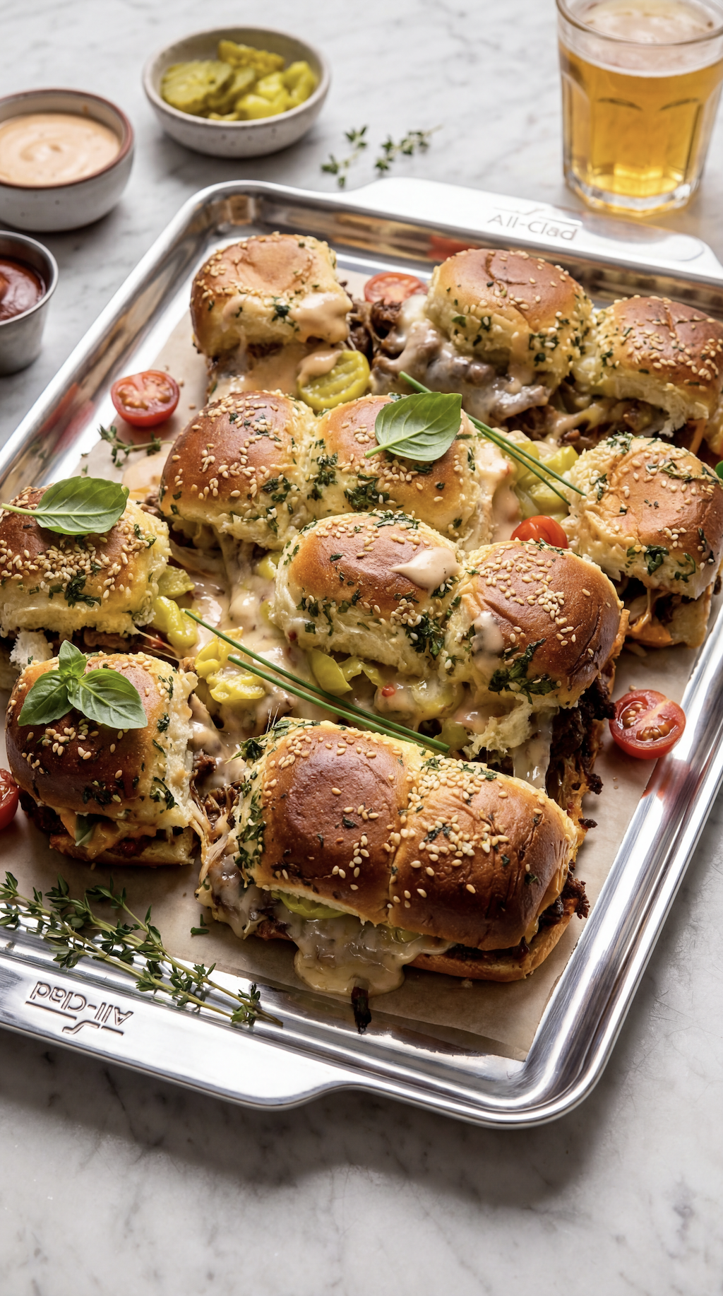 Cheesy Pulled Beef Sliders