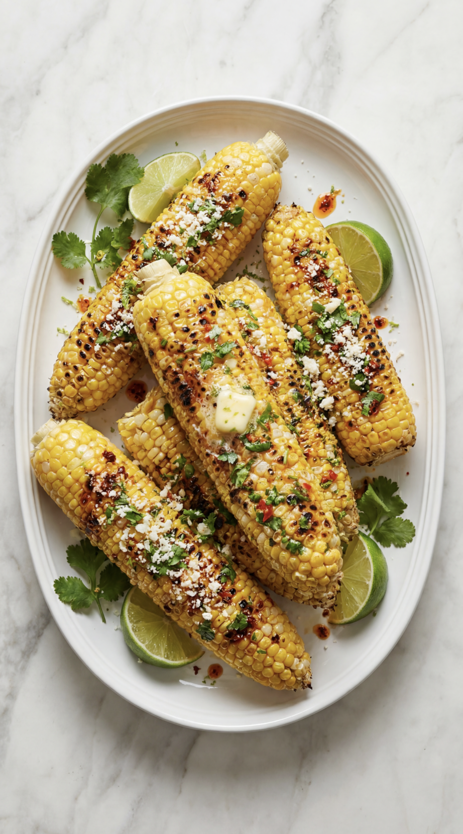 Grilled Corn with Cilantro, Chili Flakes &amp; Lime