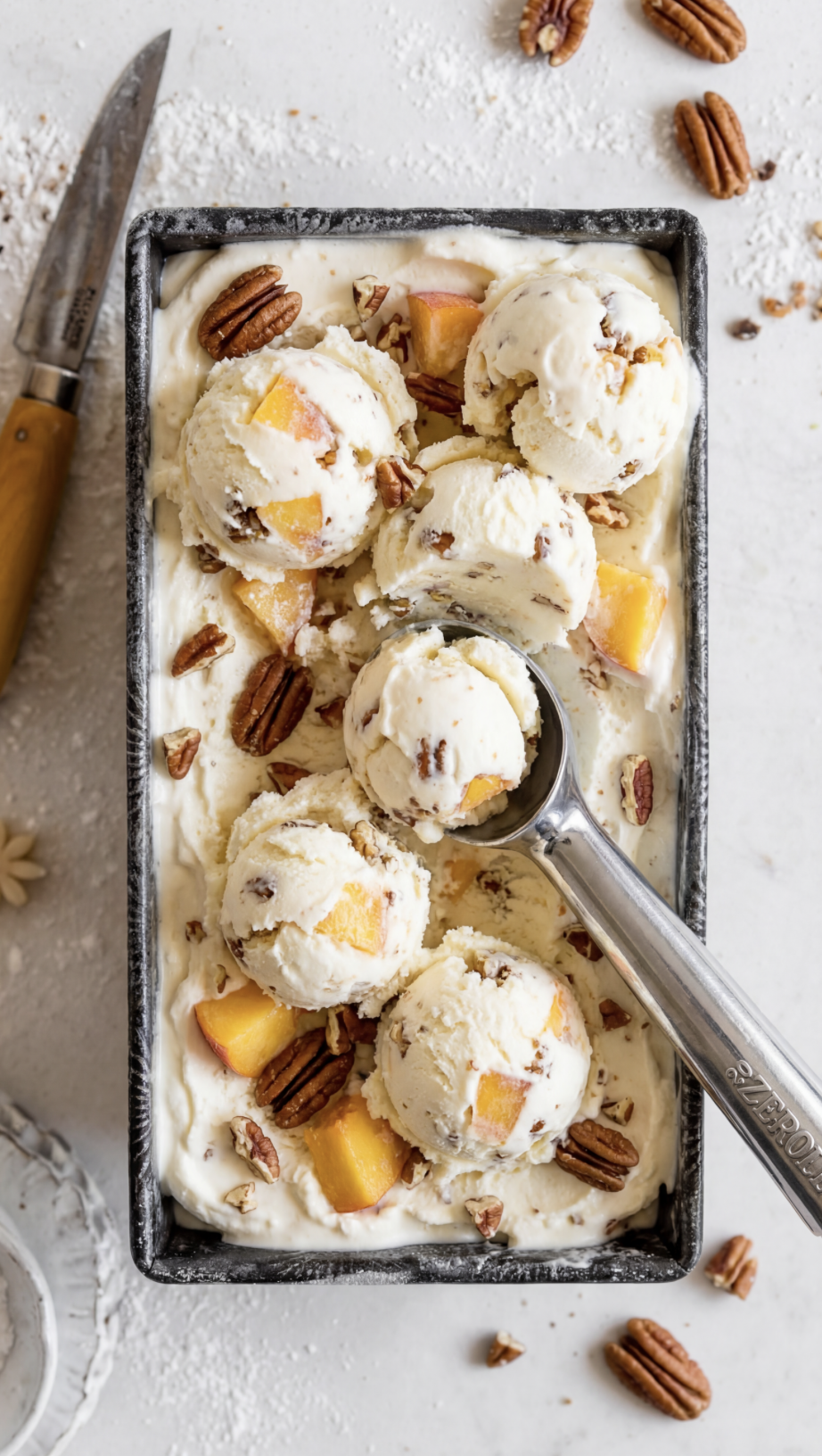 Pecan Peach Ice Cream