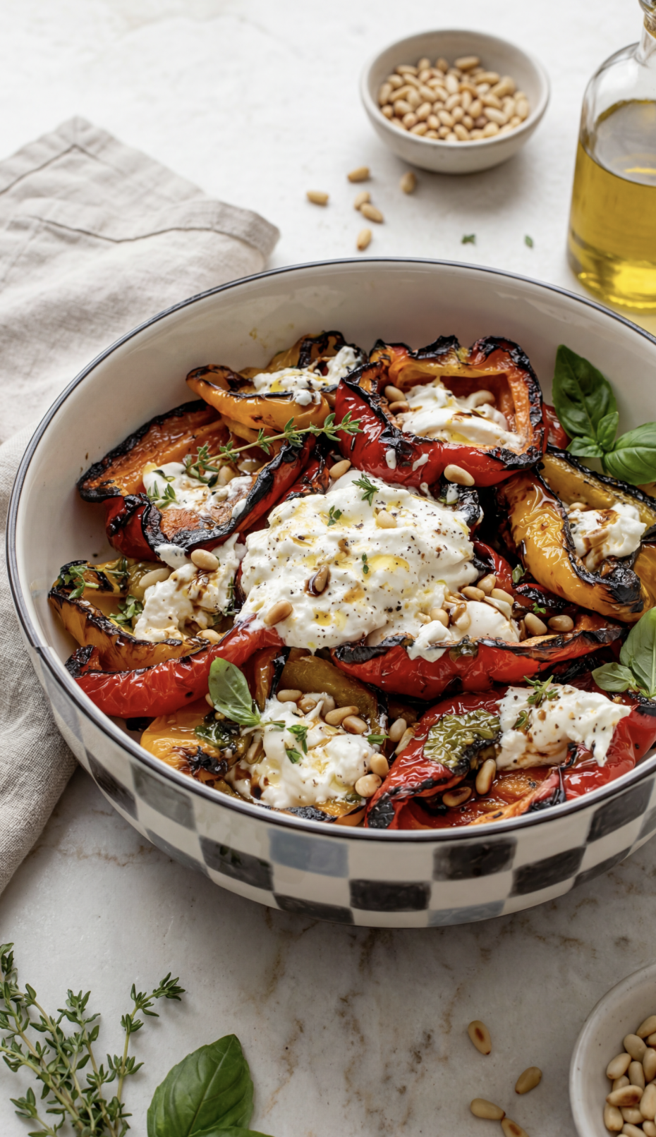 Roasted Bell Pepper Salad with Burrata