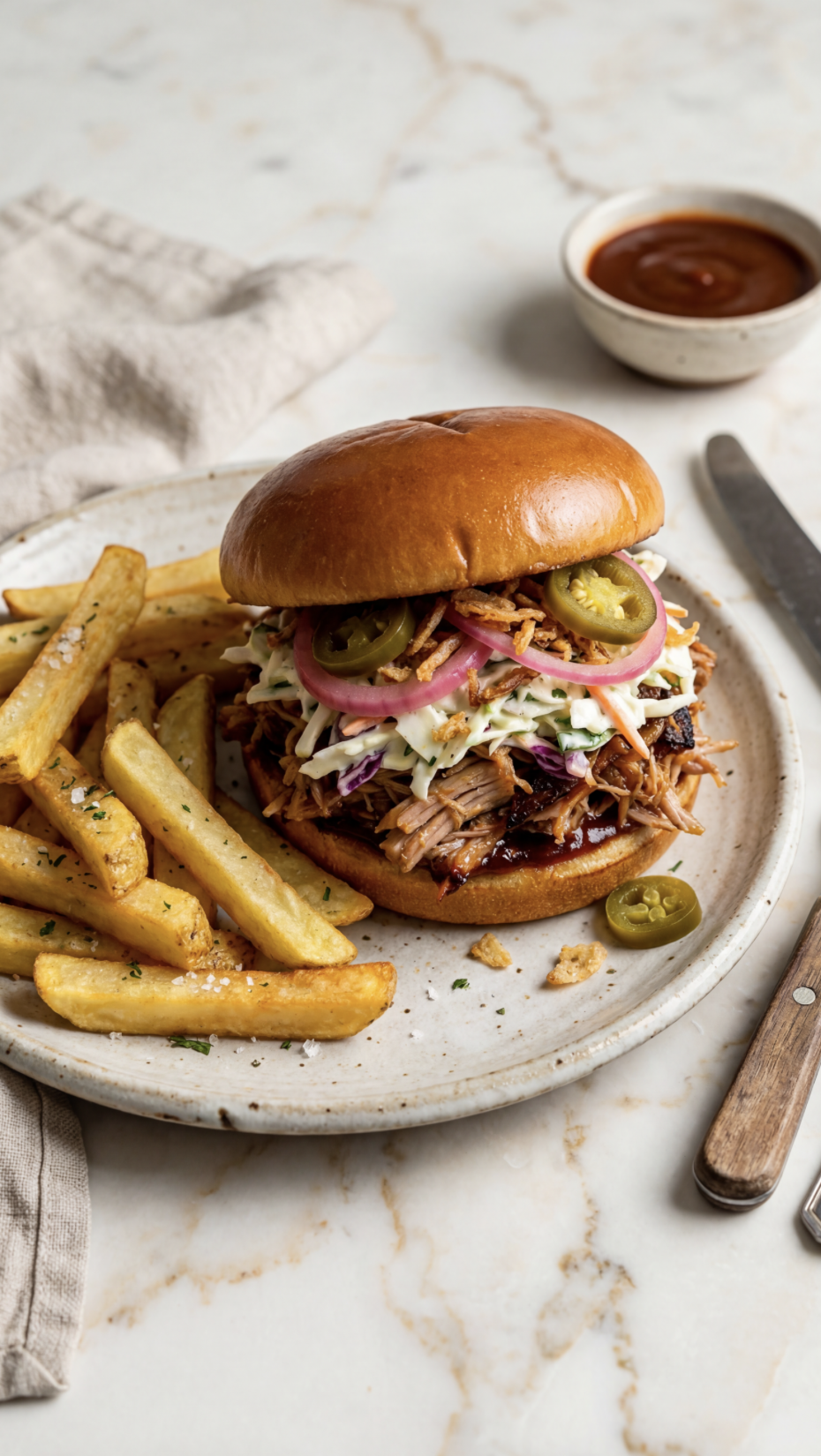 Juicy Pulled Pork Sandwich with Creamy Slaw