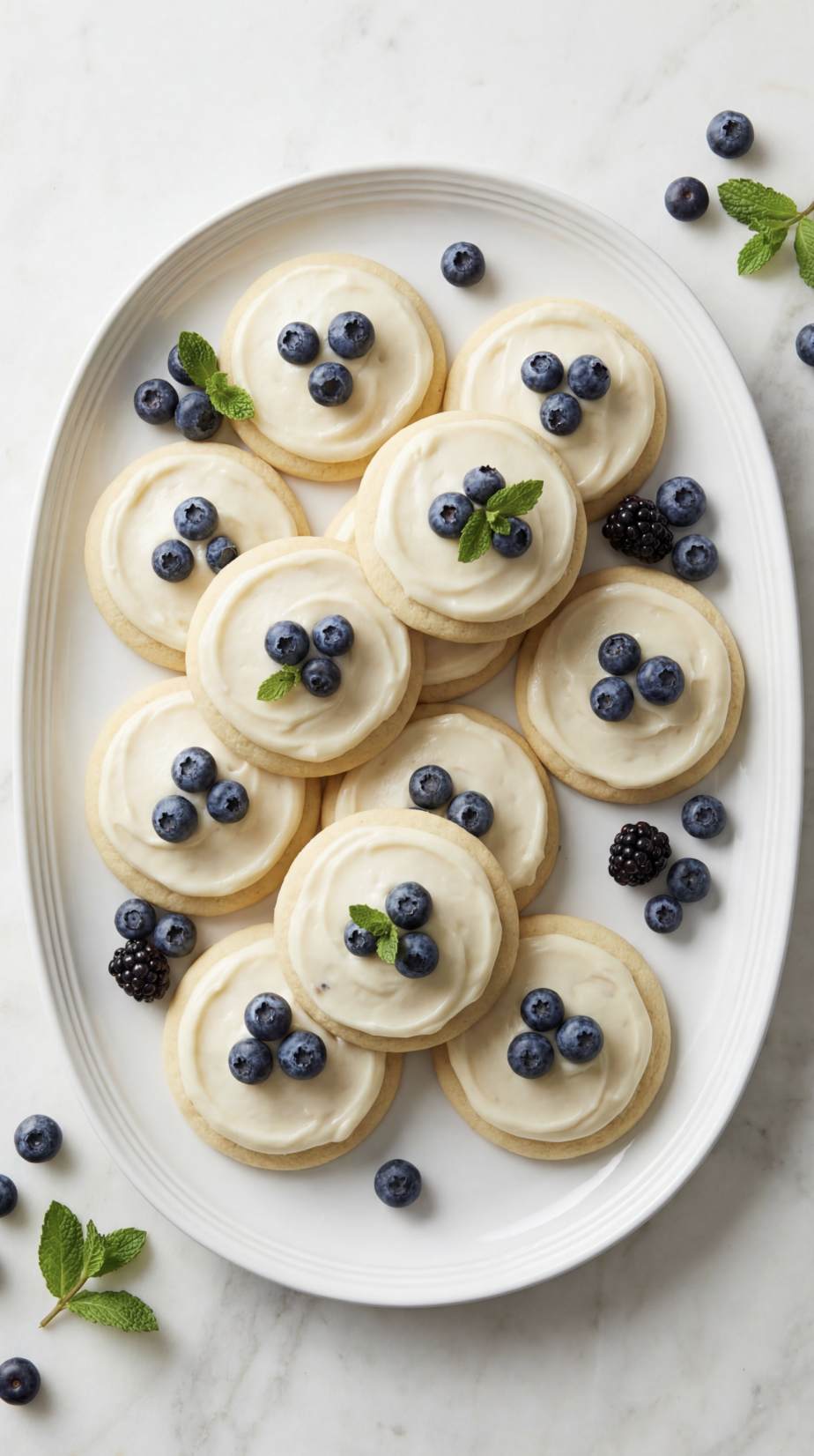 Sugar Cookies with Cream Cheese Frosting &amp; Berries
