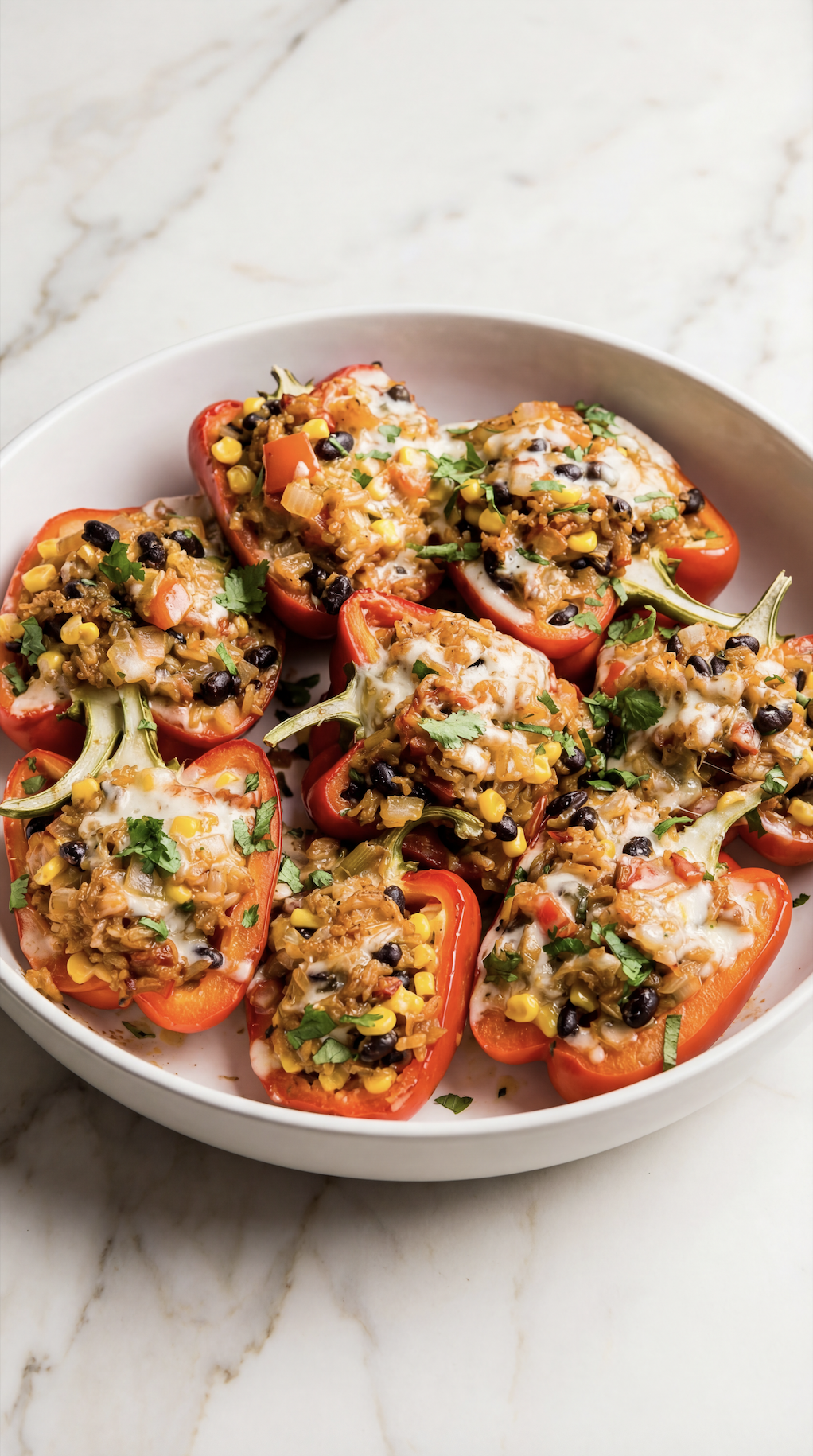 Stuffed Bell Peppers with Black Beans &amp; Rice
