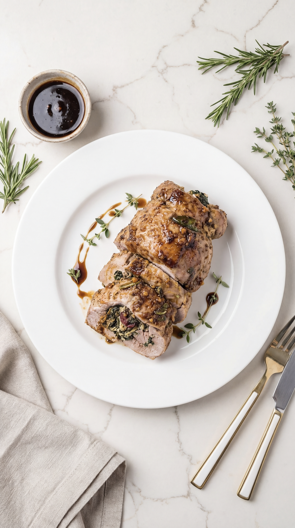 Pork Tenderloin Stuffed with Cheese, Spinach &amp; Cherries