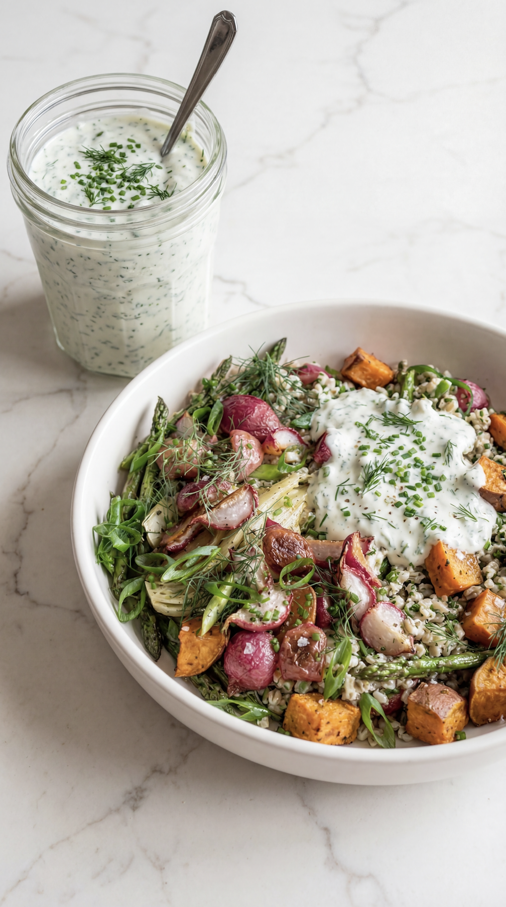 Spring Farro Bowl with Herb Yogurt