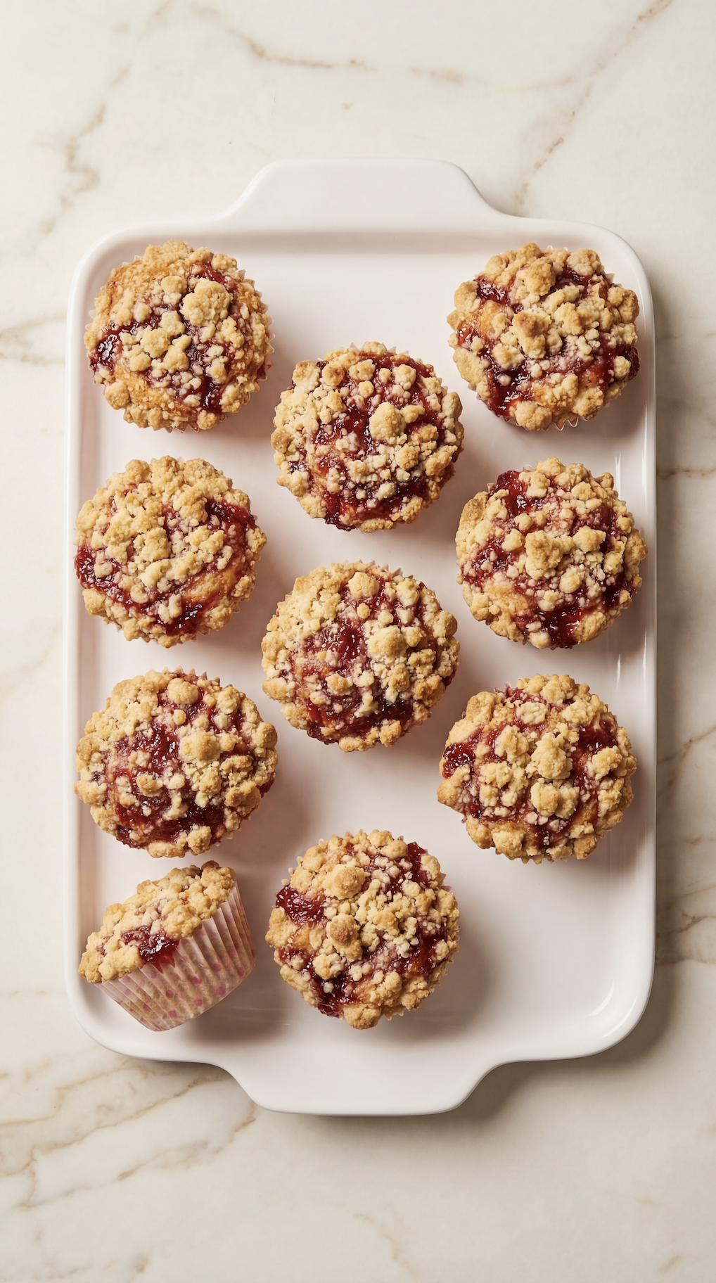 Strawberry Jam Muffins with Crumble