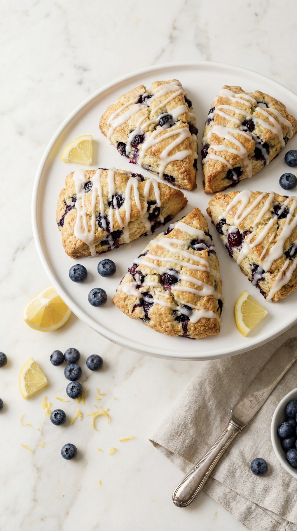 Lemon Blueberry Scones with Sweet Lemon Glaze
