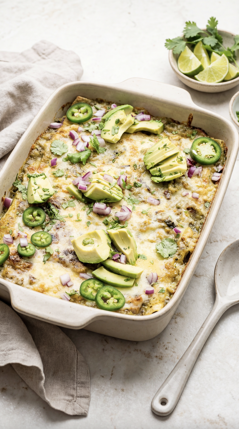 Green Chicken Enchilada Casserole
