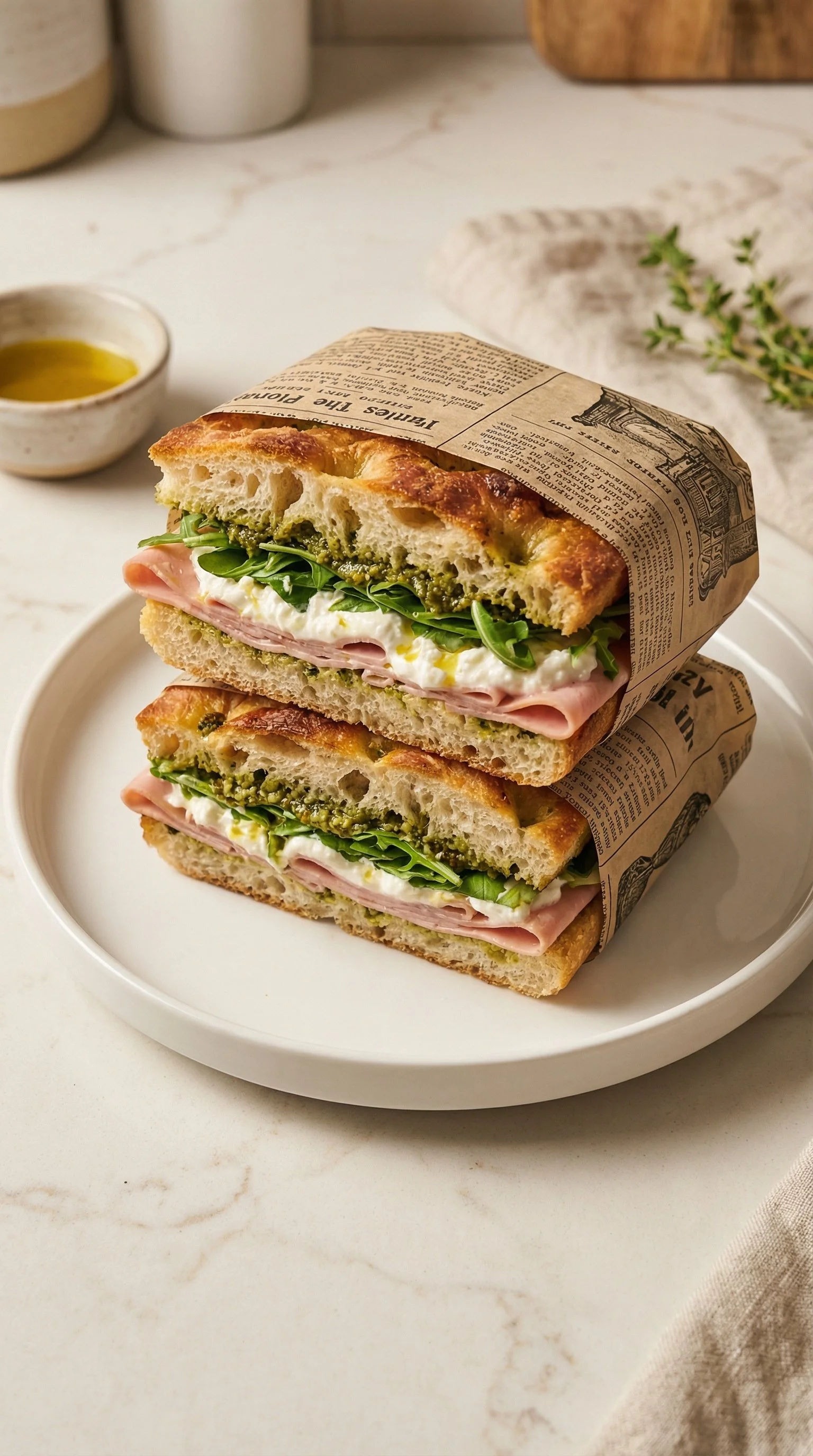 Ham Sandwich with Arugula Pesto &amp; Burrata