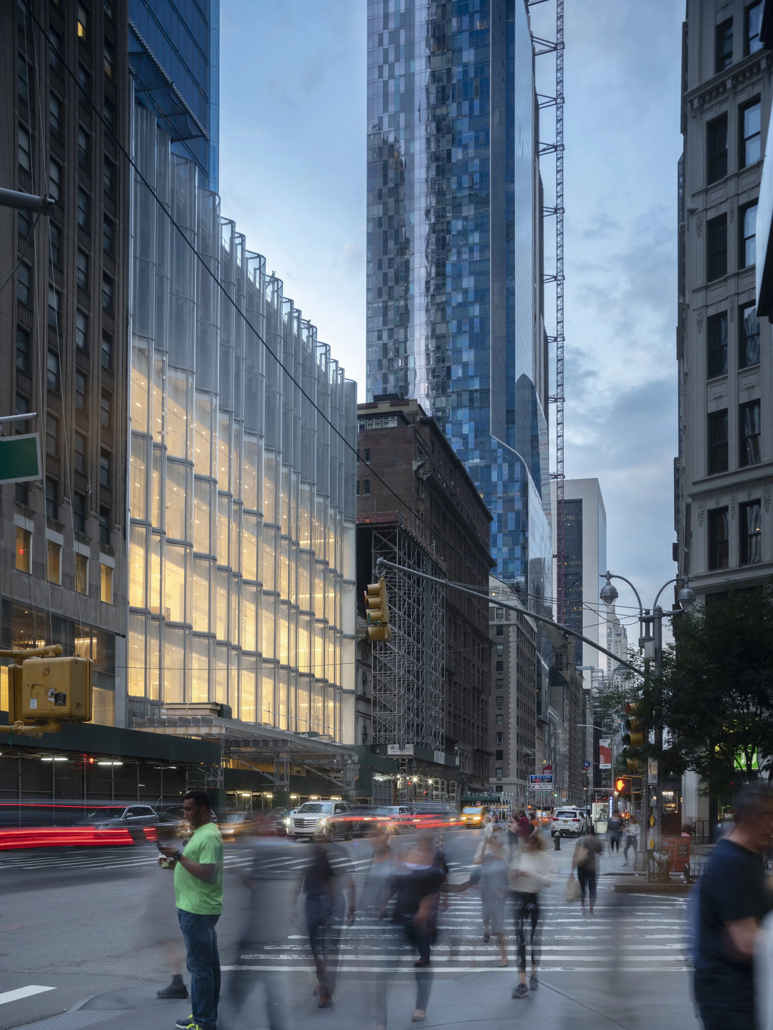 Light of the store as seen from the street at dusk