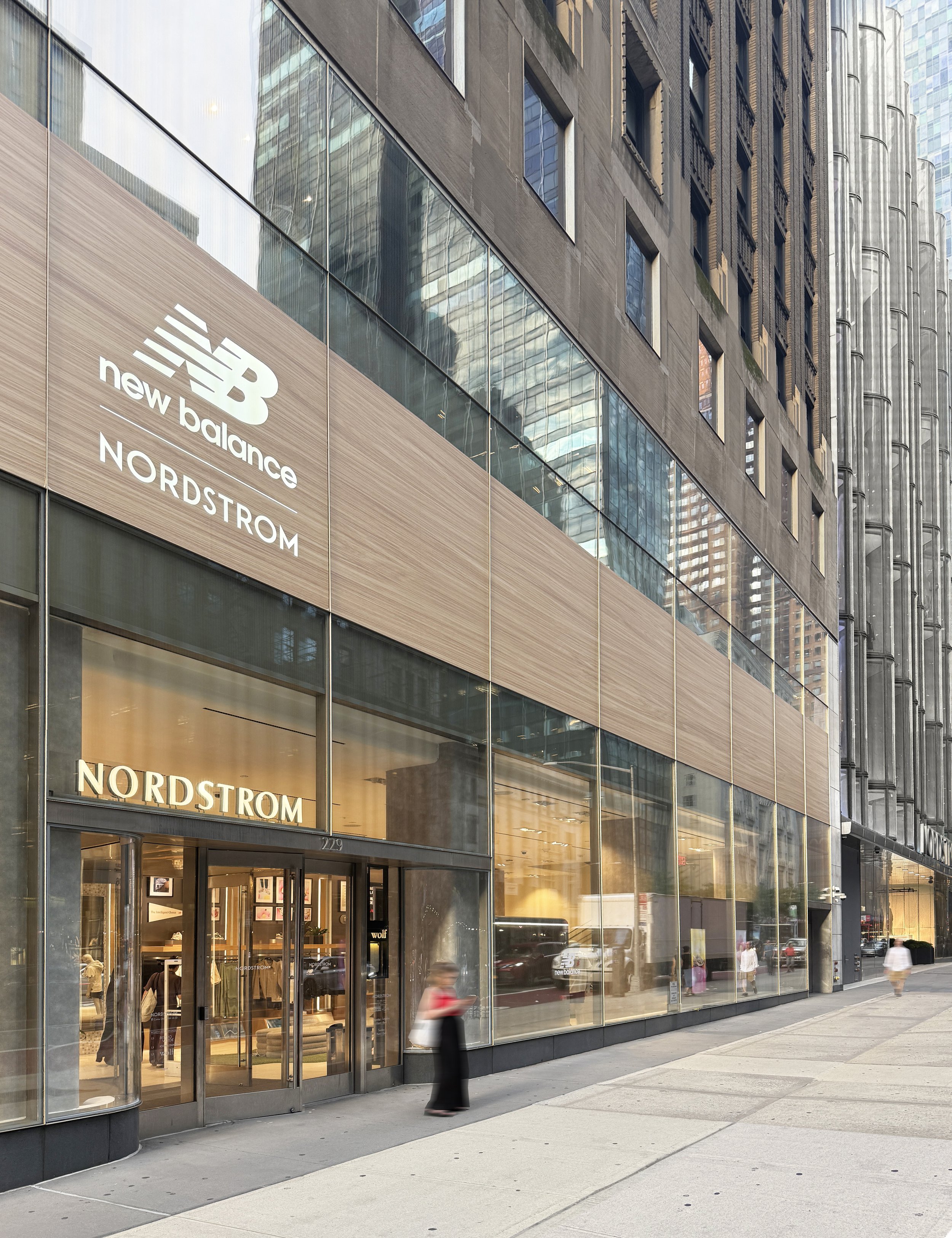 Exterior view of Nordstrom flagship store at Broadway and 57th Street in New York City.