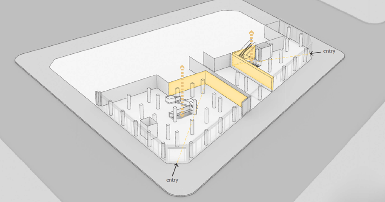 entry level diagram showing illuminated walls