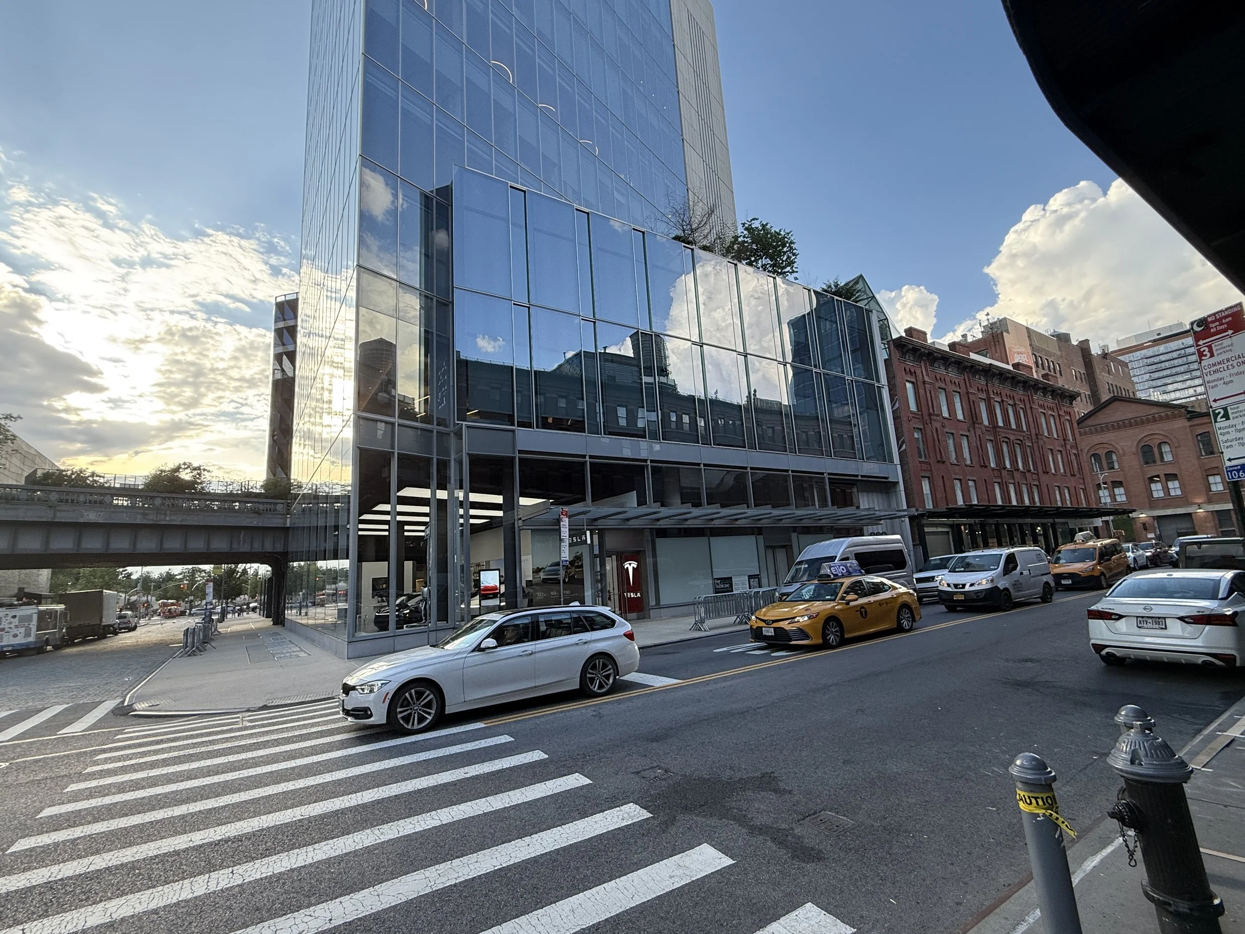 Street level view of building and highline