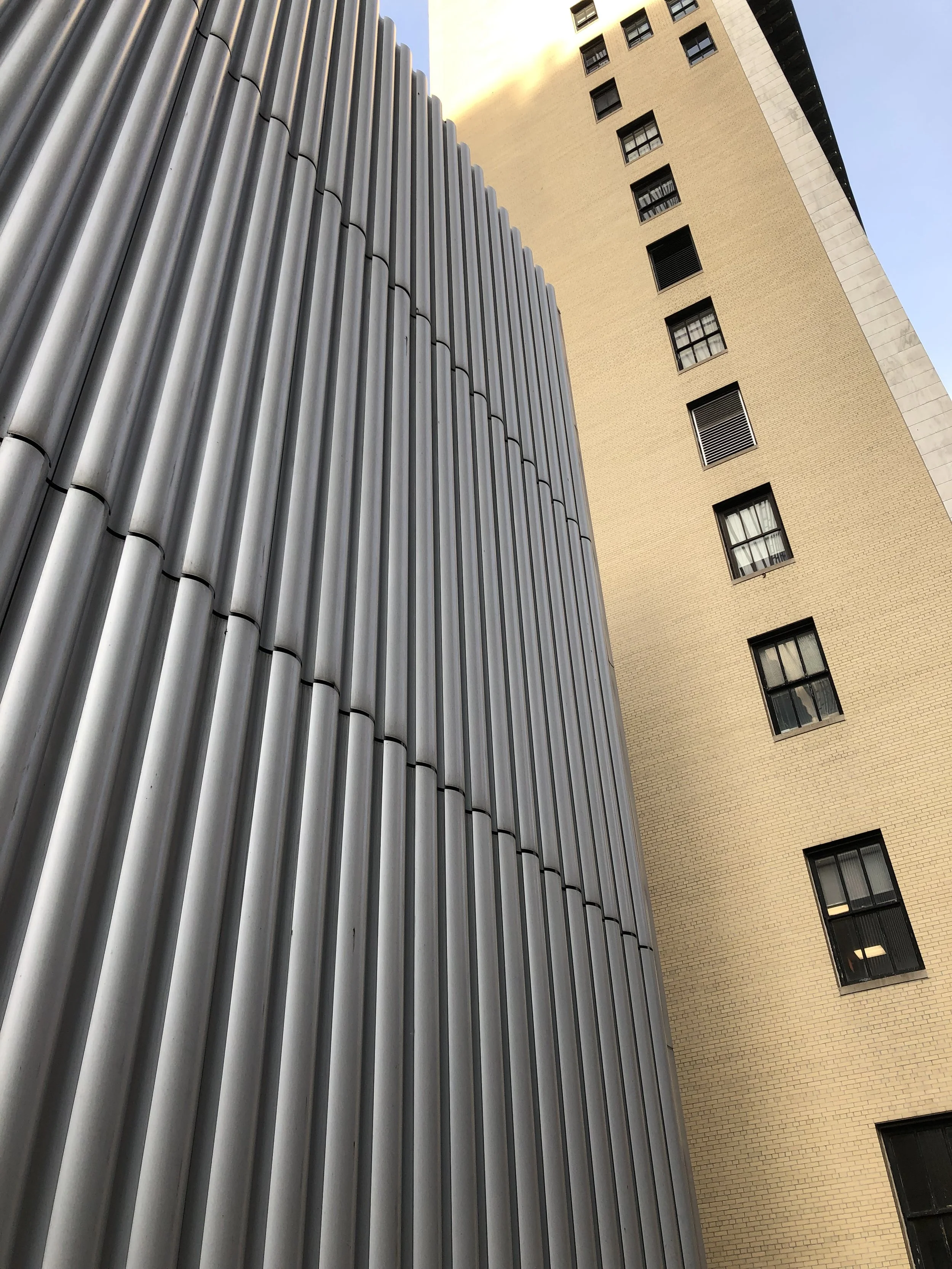 shaped aluminum panels shaped to catch light on 58th street