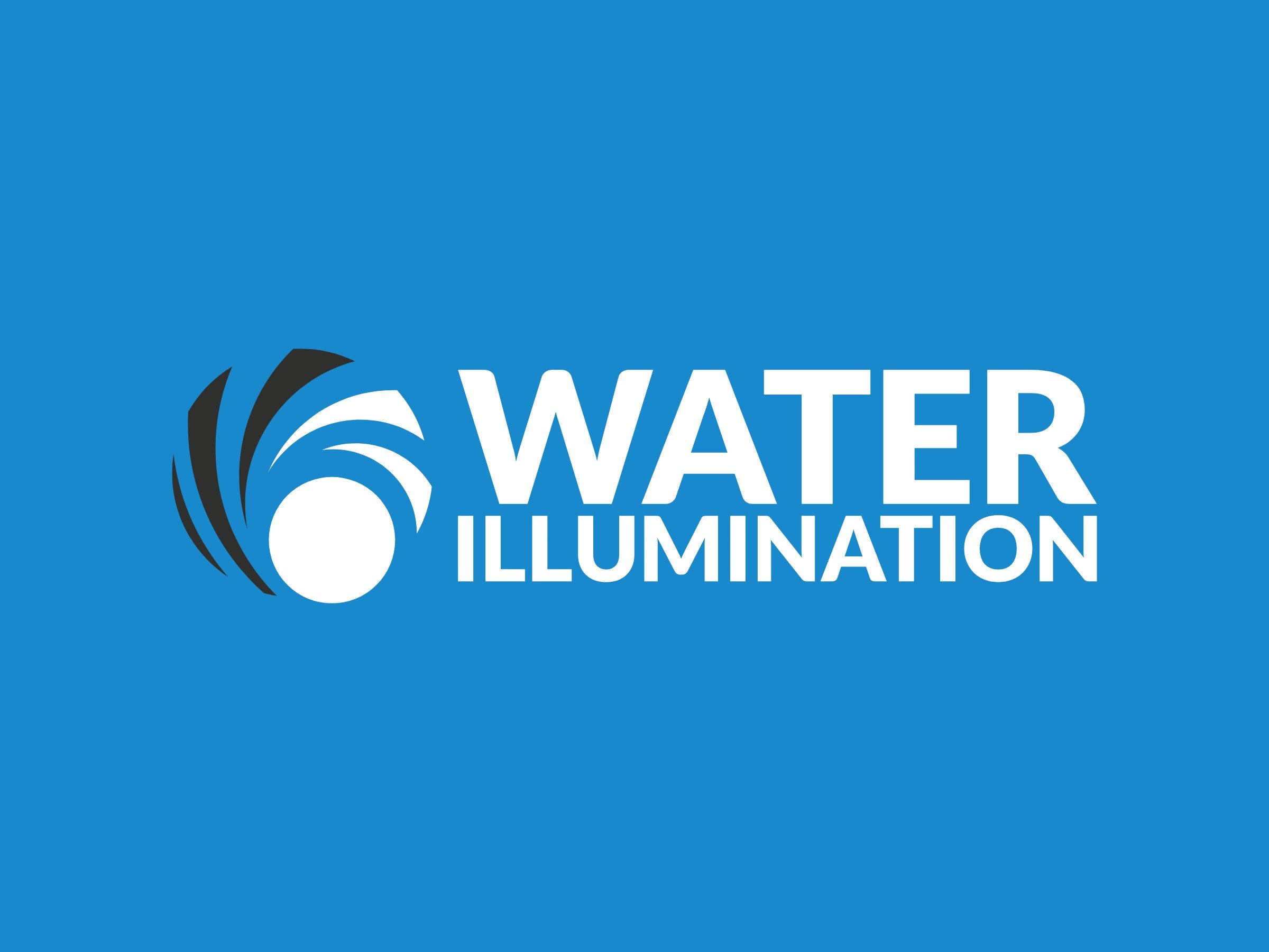 Logo of Water Illumination featuring a stylized water splash design and bold text on a blue background.