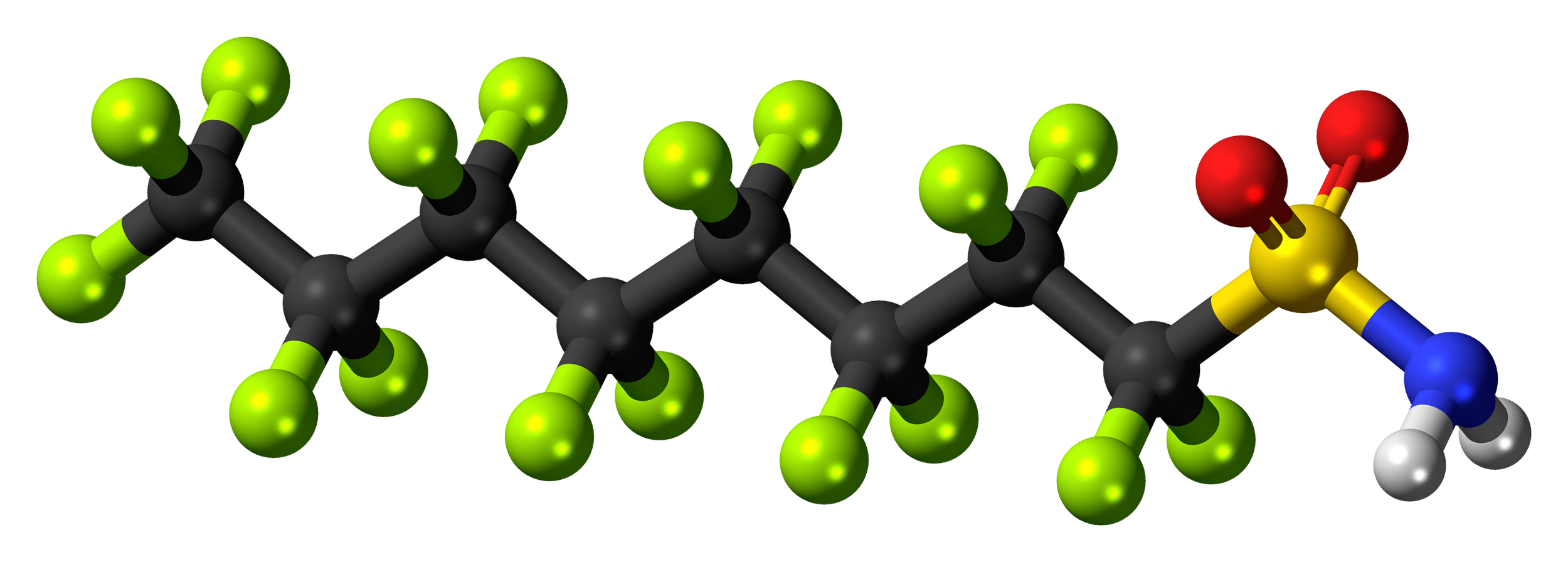 Molecular model of a complex chemical structure with various colored atoms representing different elements.