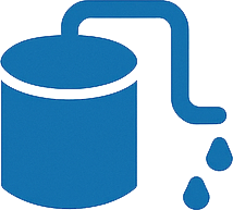 A blue icon of a paint bucket with a droplet of paint falling from it